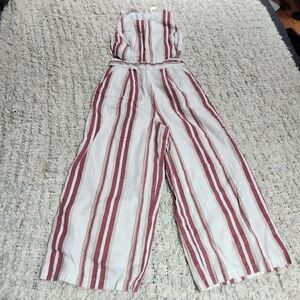 Striped Jumpsuit In White, Red, & Gold